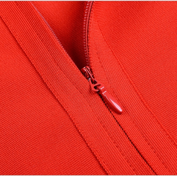 Red Bandage Lace Detailed Bodycon Dress - Picture 4 of 13